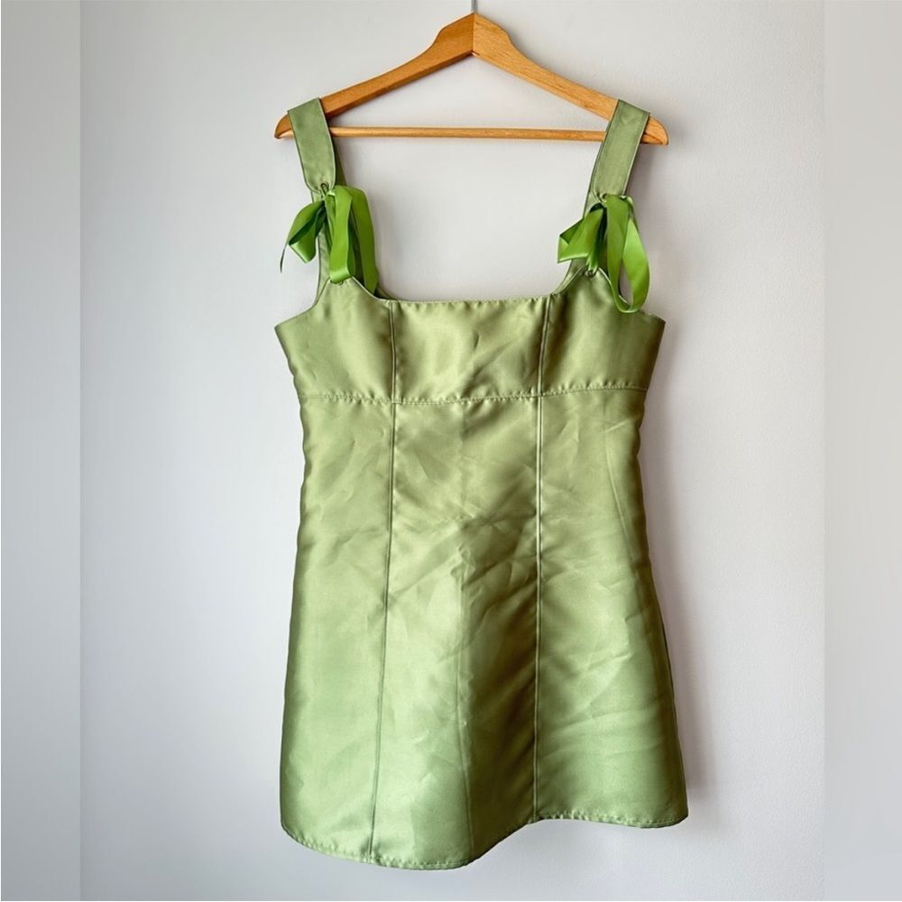 NWT Current Mood green satin mini dress small
